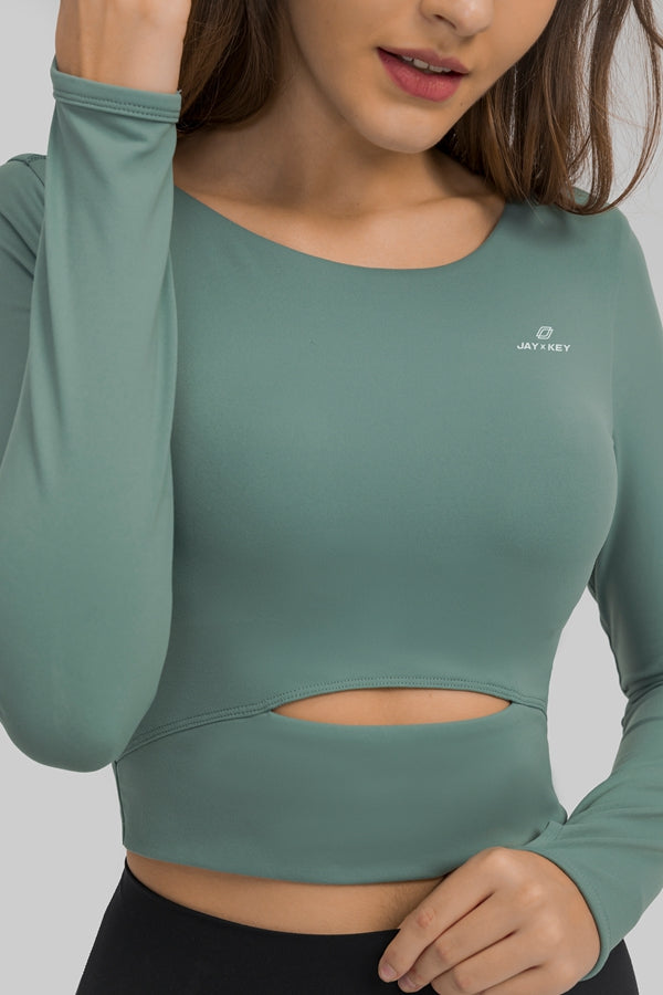 Short Yoga Sports Fitness Long Sleeve Top - HANBUN