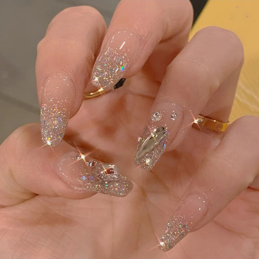 24pcs Rhinestone Design Fake Nails