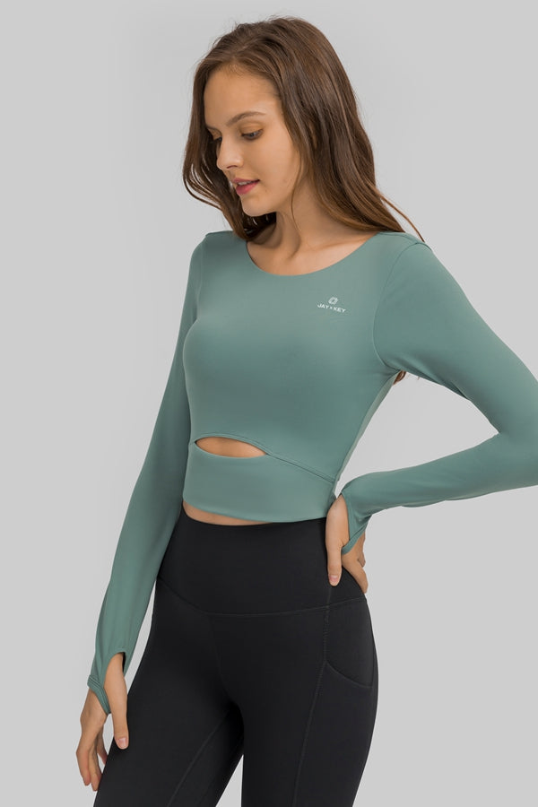 Short Yoga Sports Fitness Long Sleeve Top - HANBUN