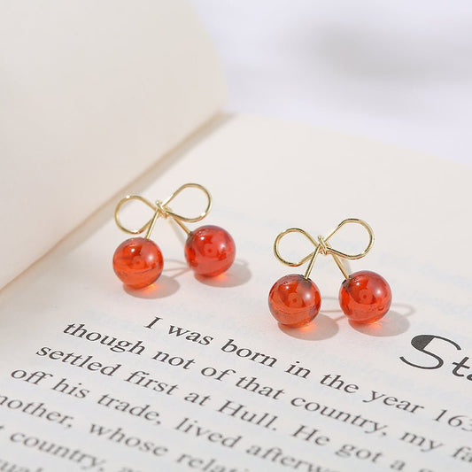 Simple cherry earrings - HANBUN